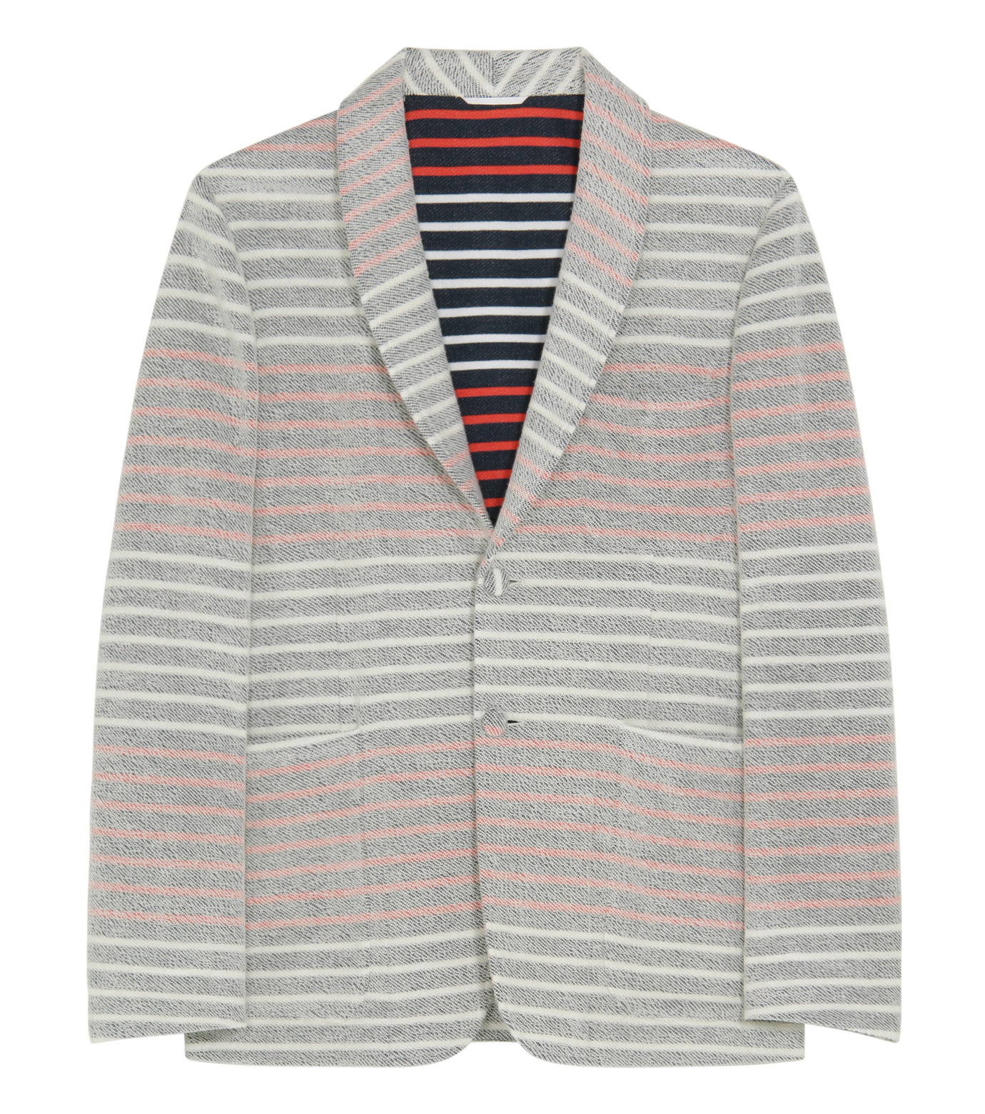 Thom Browne(トムブラウン)のBorder pile jacket-WHITE-MJU065AK6941-4 拡大詳細画像1